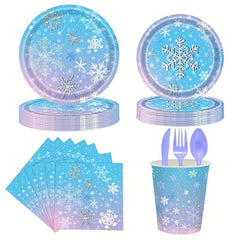 Winter Snowflake Tablecloth and Party Supplies Set