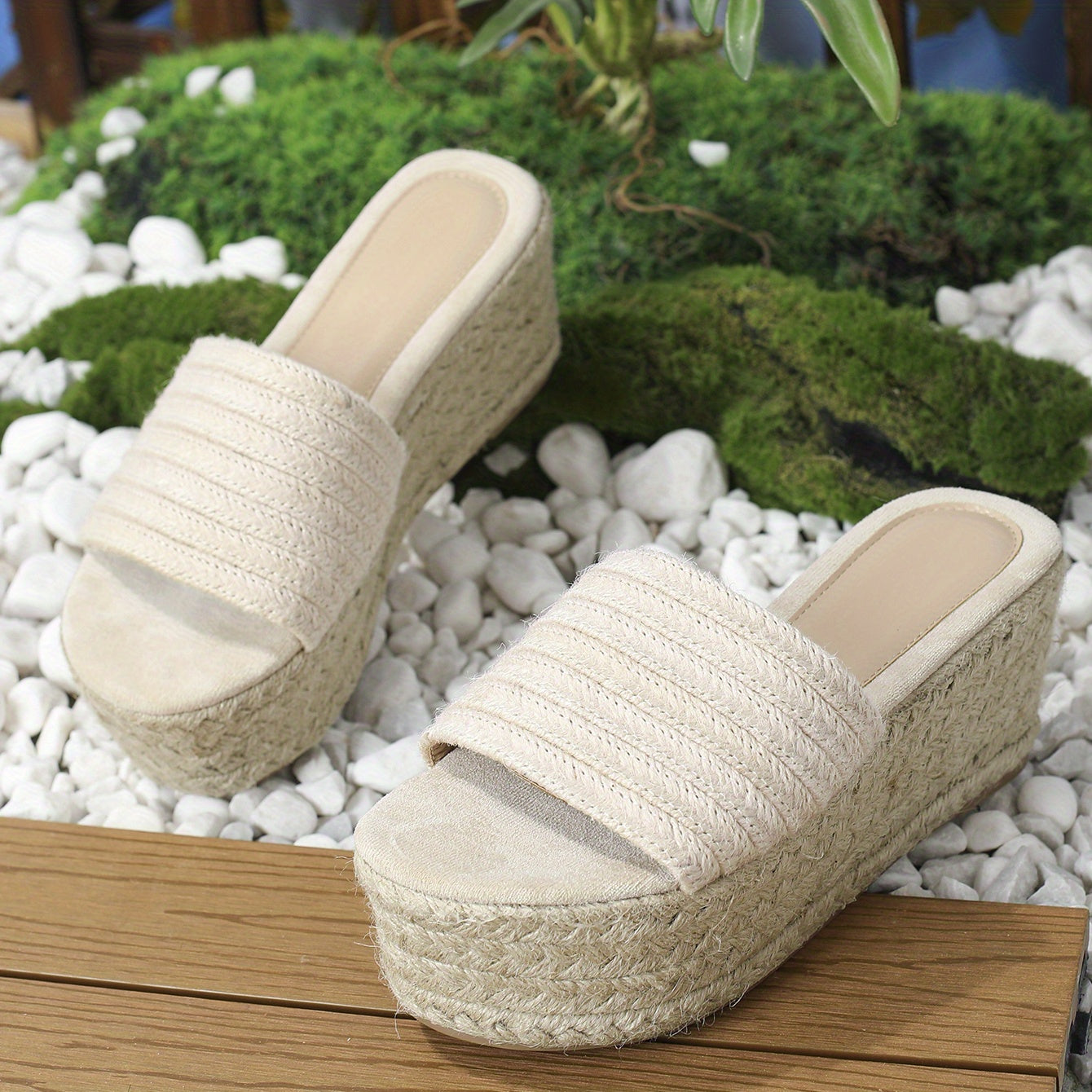 Women's Espadrille Platform Sandals Noho Style High Heel Slip On Shoes