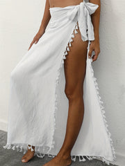 Tassel Cover Up Skirt Tie Side Beachwear Cover Up Women's Swimwear