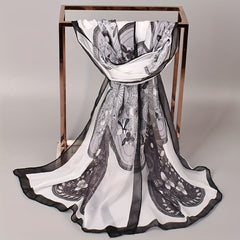 Geometric Flower Print Chiffon Scarf Thin Windproof Shawl