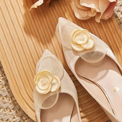 Flower Stiletto Heels Point Toe Dress Heels