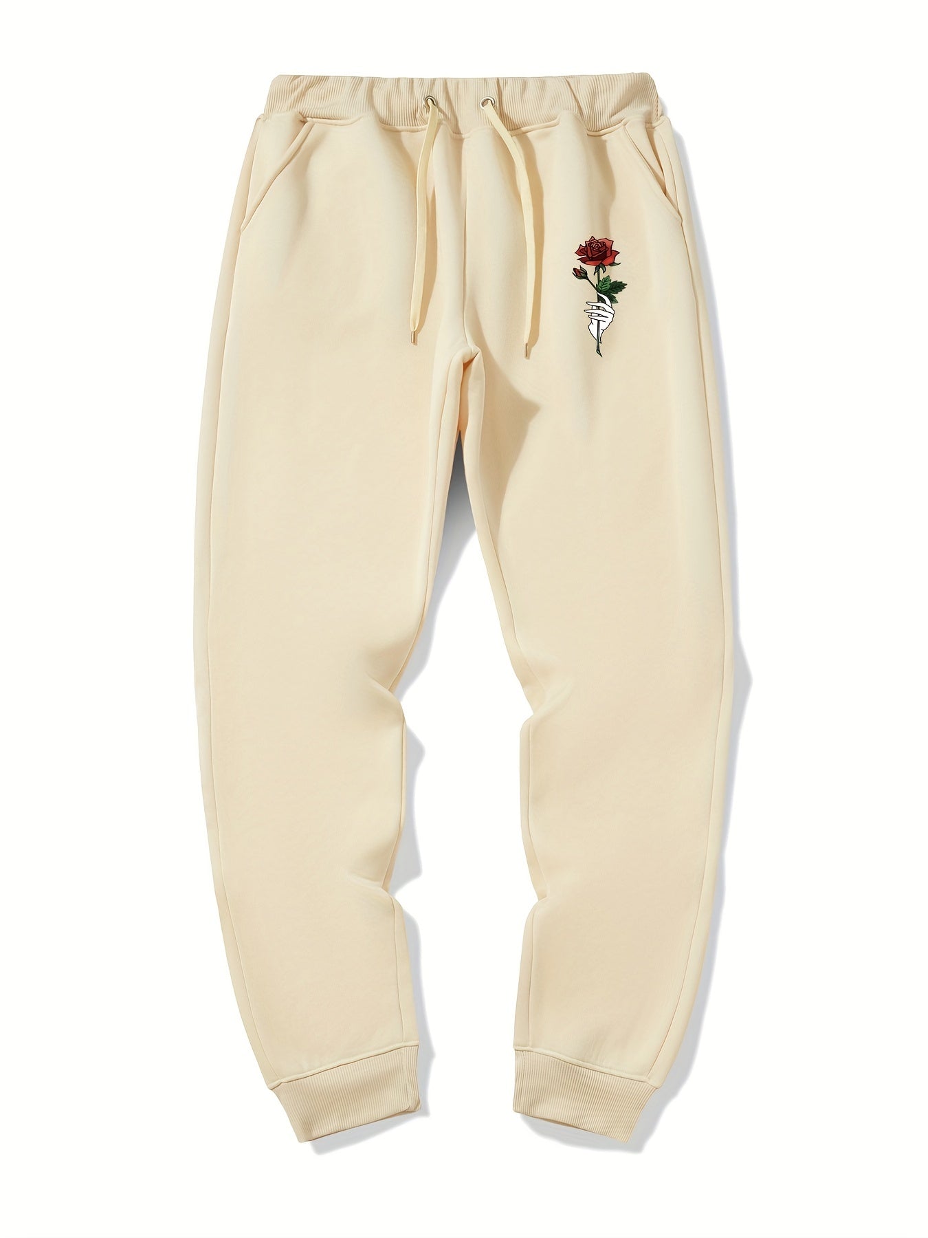 Rose In Hand Graphic Drawstring Joggers Men s Sweatpants