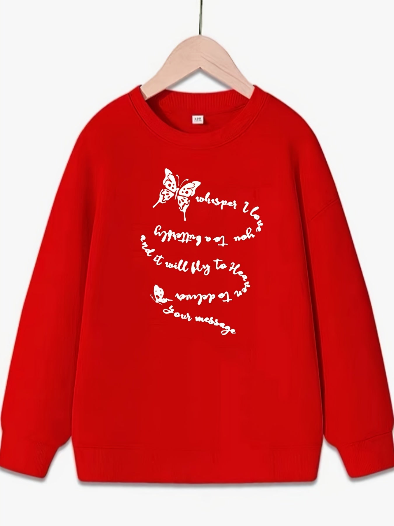 Girls Butterfly Print Long Sleeve Sweatshirt Top Pullovers
