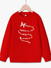 Girls Butterfly Print Long Sleeve Sweatshirt Top Pullovers