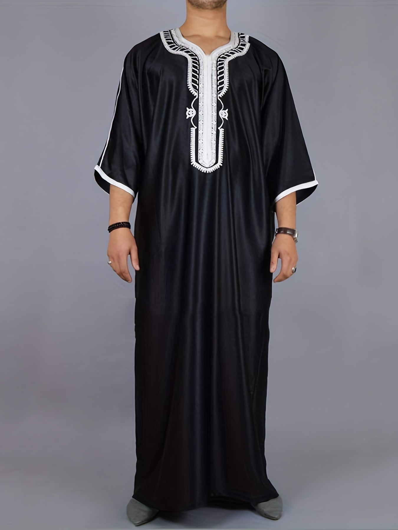 Islamic Arabic Kaftan Men Long Sleeve Muslim Clothes Vintage Casual