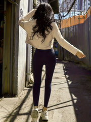 High Waist Yoga Pants with Pocket Hip Lift Sports Quick Dry Cropped Pants