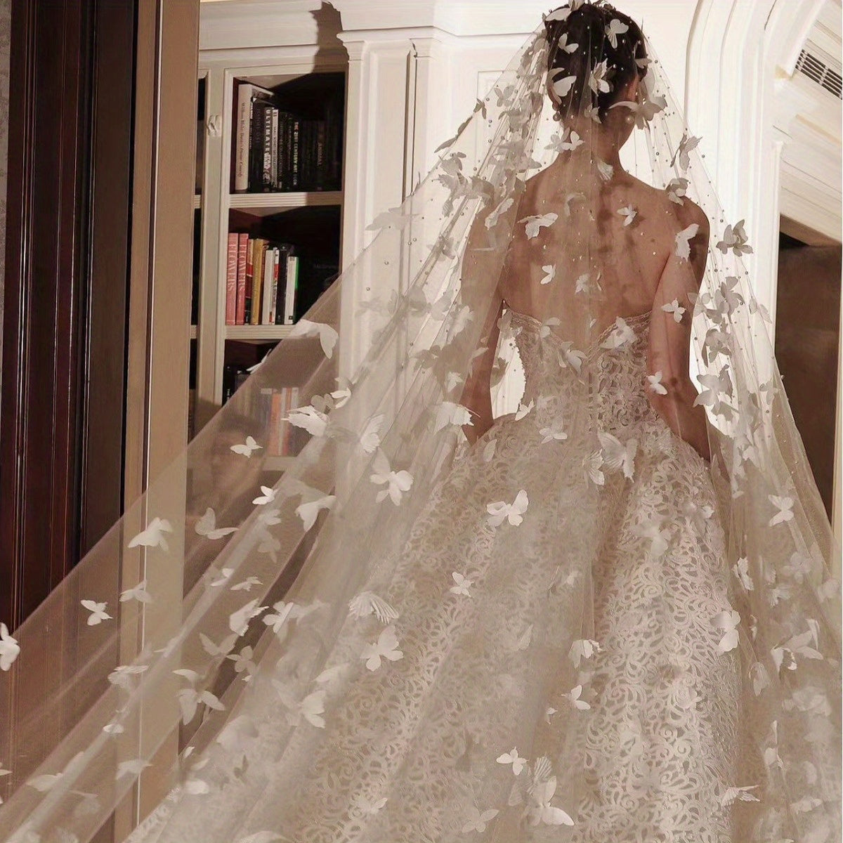 Cathedral Wedding Veil with Butterfly Lace Train