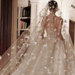 Cathedral Wedding Veil with Butterfly Lace Train