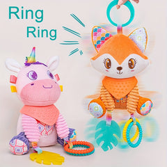 Car Seat Toys for Youngsters 0-6 Months Rattle Crinkle Plush Doll Sensory Toys