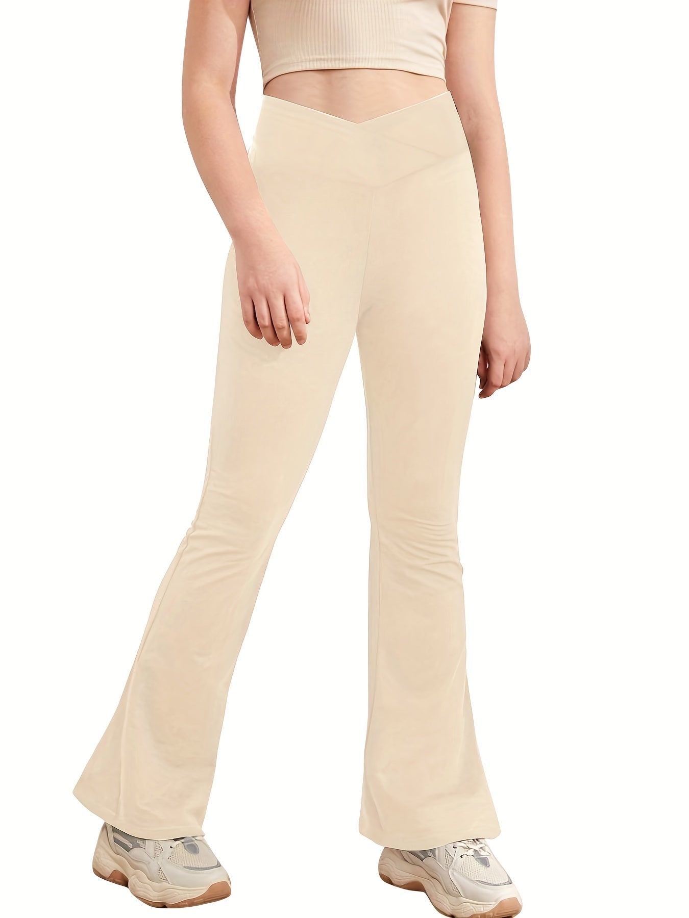 High Waist Flare Yoga Pants Tight Fit V Cross Design