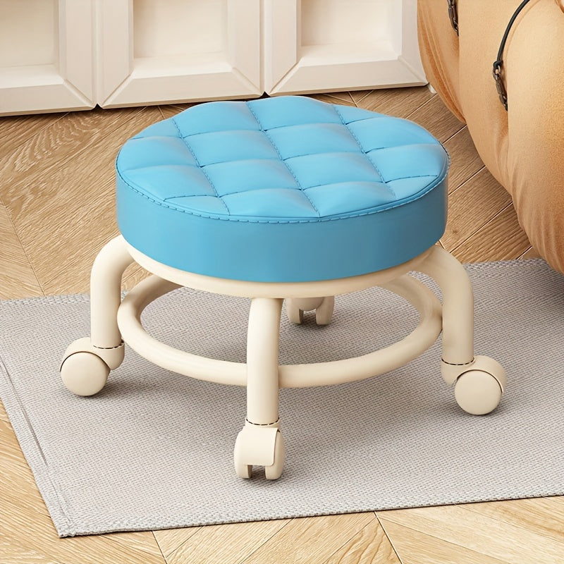 Universal Wheel Low Stool Small Round Rolling Stool with Rotating Casters