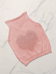 Heart Pattern Knitted Sweater Vest V-Neck Sleeveless Casual Vest