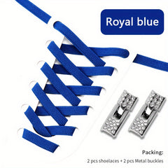 Elastic No Tie Shoelaces With Metal Buckles Quick Lazy Metal Lock Shoe Strings