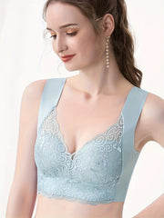 Lace Wireless Bra with Scallop Trim Comfy & Breathable Women's Lingerie