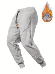 Men's Warm Fleece Sweatpants Drawstring Casual Jogger Pants for Autumn Winter