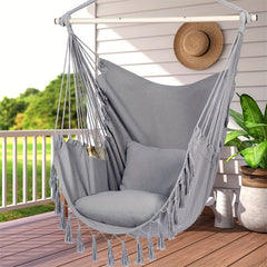 Hammock Chair Hanging Rope Swing 500 Lbs 2 Cushions Included Comfort Hanging Cha