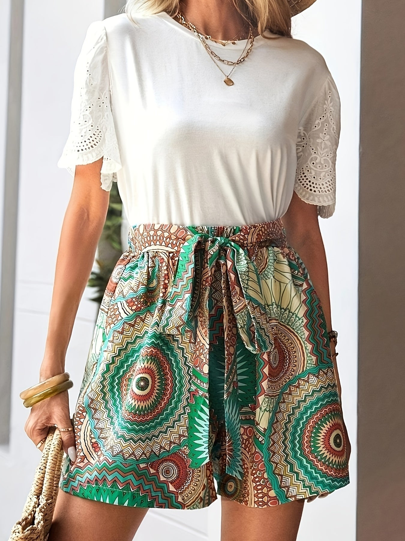 Tied Front Shorts Casual Summer Style Women's Clothing