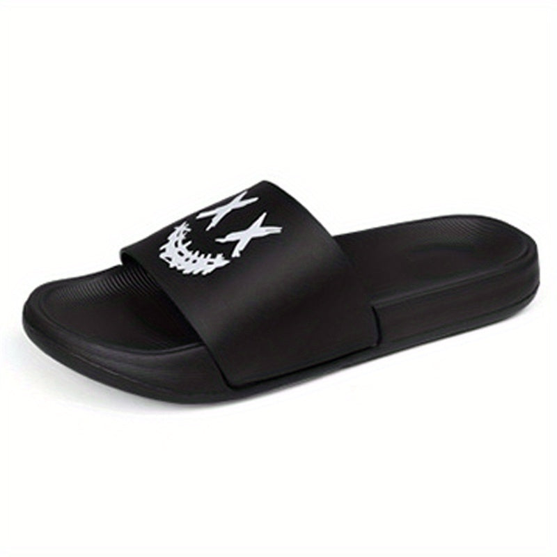 Men's Smile Print Slides Non Slip Slippers