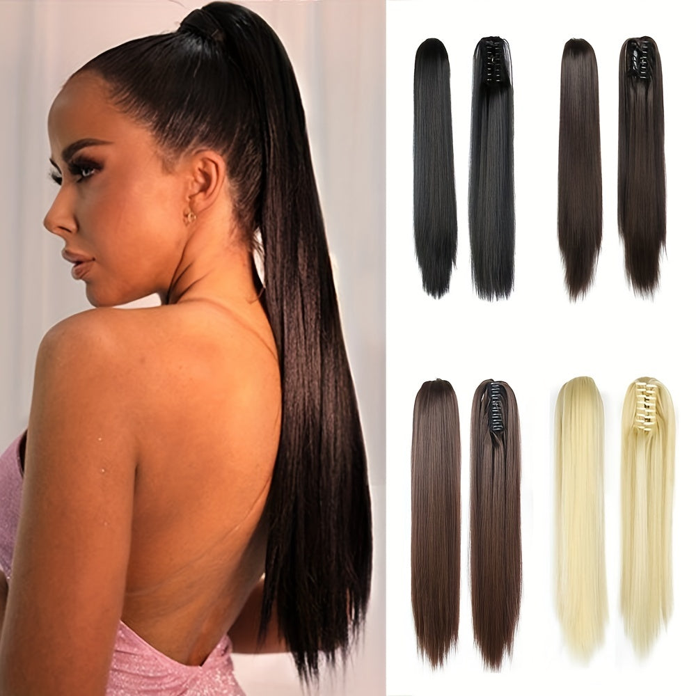60 96 Cm Long Straight Ponytail Extensions Natural Looking
