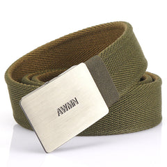 Canvas Mens Belt Leather Belt Silver Buckle Belt