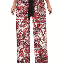 Spring & Summer Allover Print High Waist Wide Leg Pants