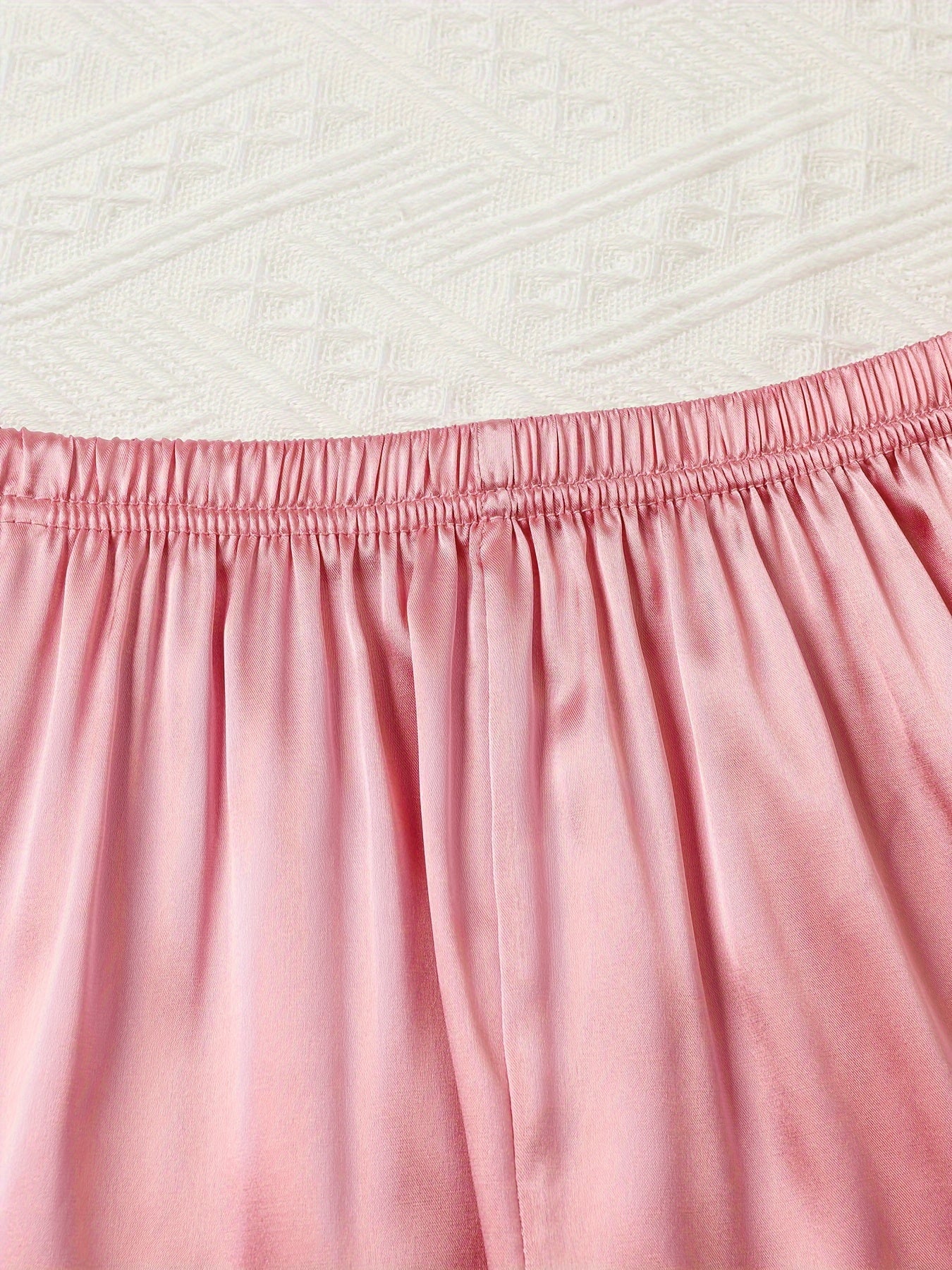 Satin Pajamas Set Short Sleeve Top & Shorts Women's Sleepwear