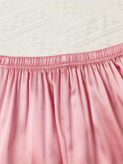 Satin Pajamas Set Short Sleeve Top & Shorts Women's Sleepwear