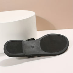 Women's Toe Loop Flat Slides Beach Shoes Casual Summer Sandals