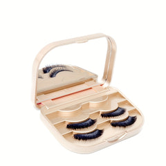 Golden Eyelash Storage Case with Mirror, Travel Makeup Organizer