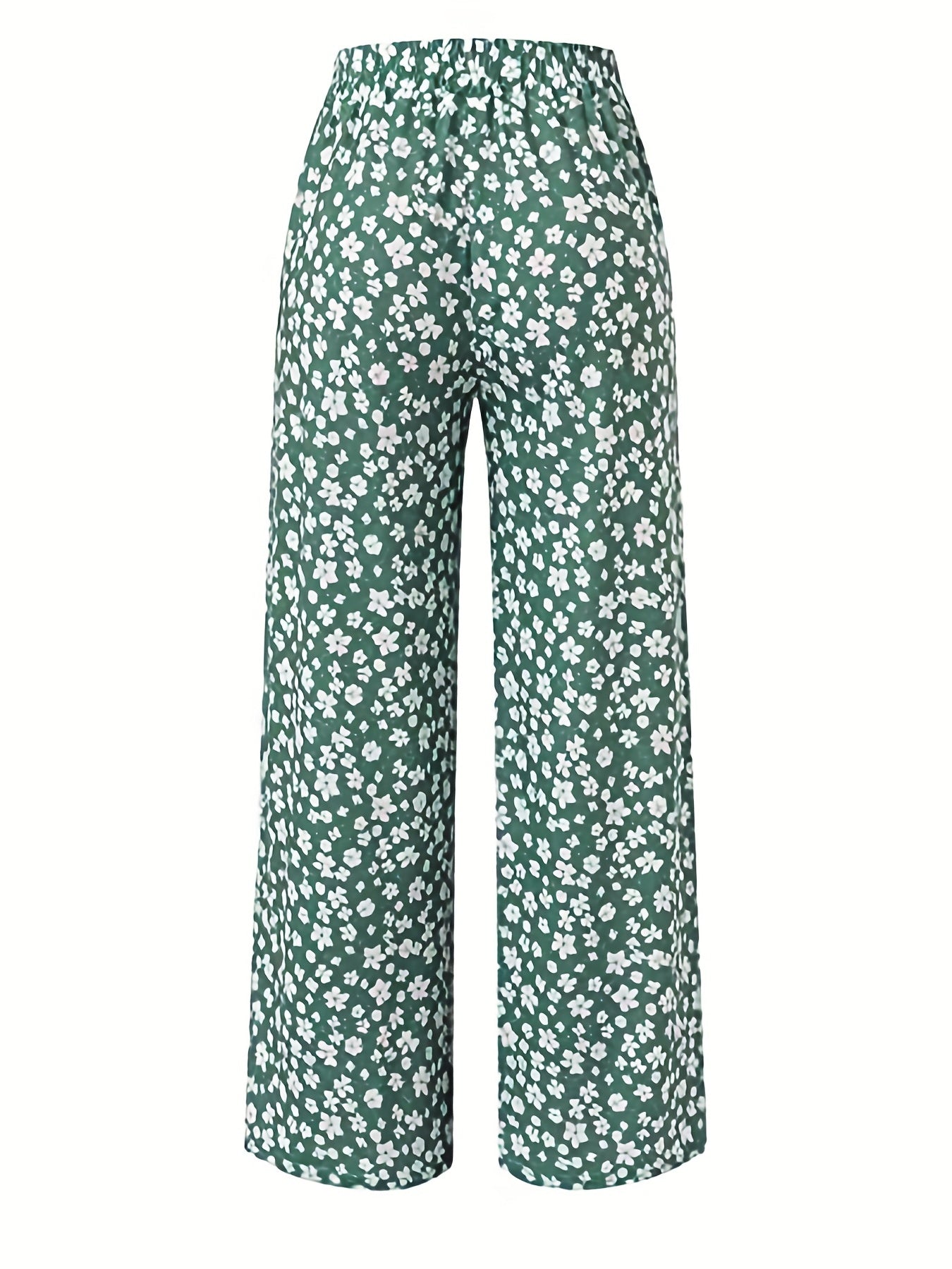 Floral Wide Leg Pants High Waist Casual Women's Clothing