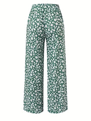 Floral Wide Leg Pants High Waist Casual Women's Clothing