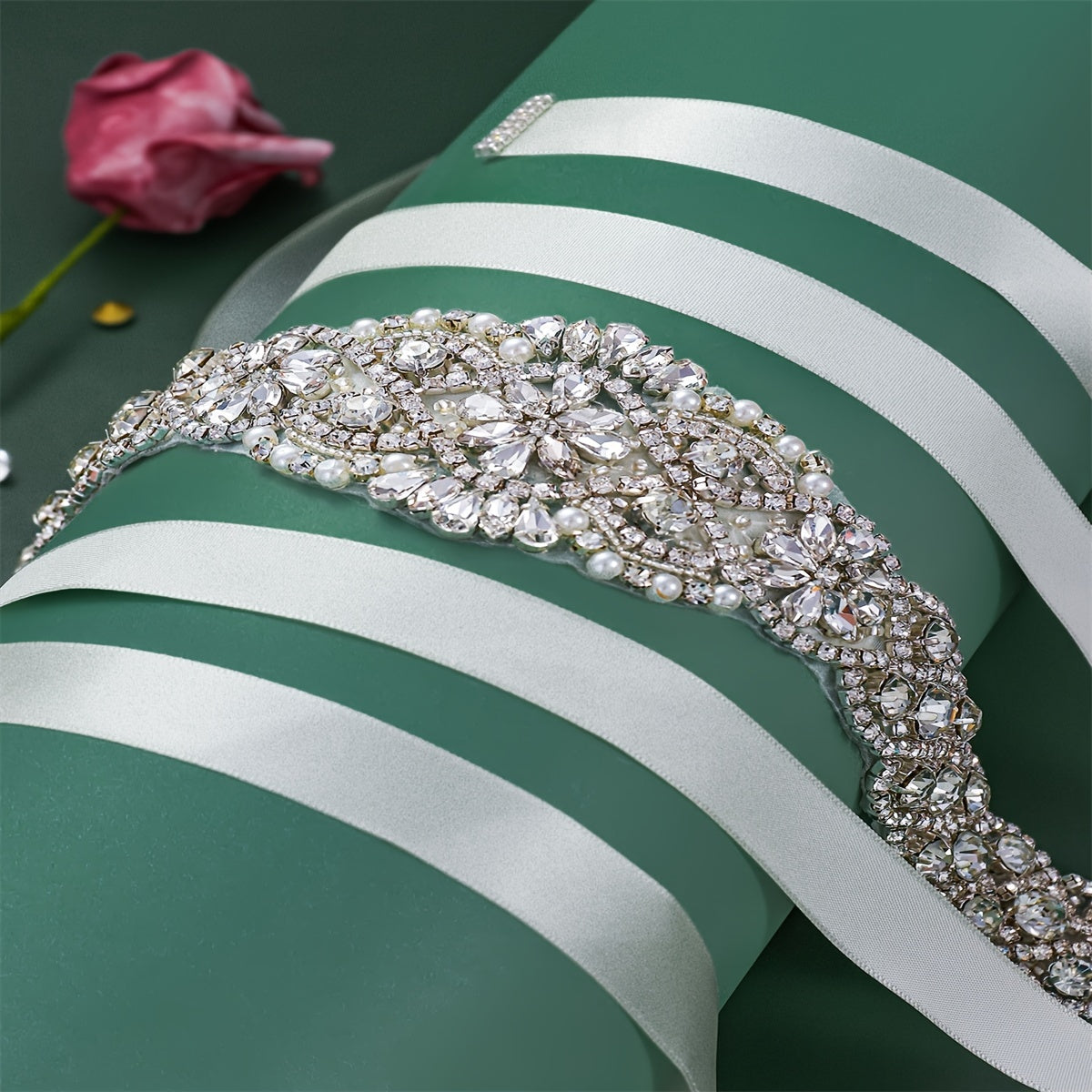 Rhinestone Bridal Belt Wedding Waist Sash Faux Pearl Handcrafted Accessories