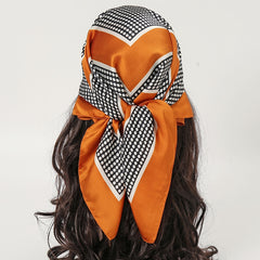 Dot Flower Print Square Scarf Silk Shawl Thin Scarf Head Wrap Hair Accessories