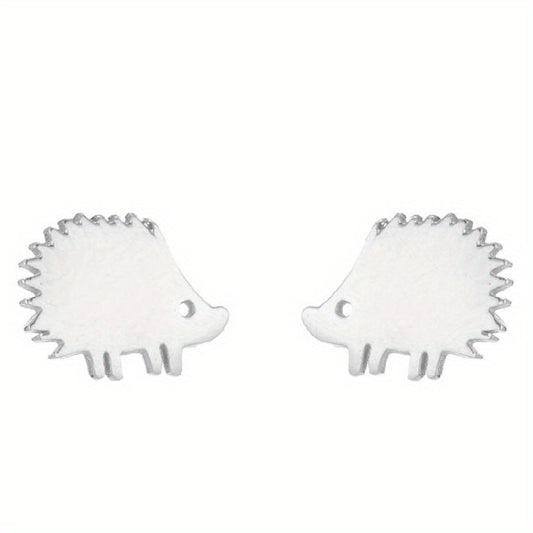 2pcs Men's Stainless Steel Hedgehog Stud Earrings