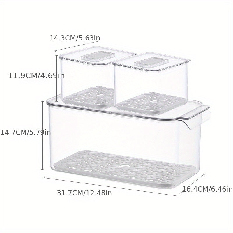3pcs Refrigerator Storage Box Freshkeeping Box Vegetables And Fruits