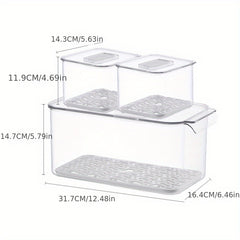 3pcs Refrigerator Storage Box Freshkeeping Box Vegetables And Fruits
