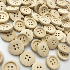 50pcs Mixed Wooden Buttons Natural Round 4 Holes for Sewing Scrapbooking DIY