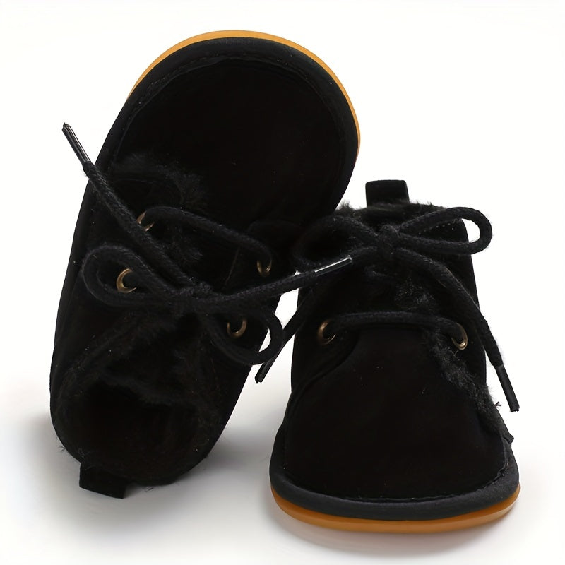 Soft Warm Lace Up Boots for Baby Boys with Fleece Lining
