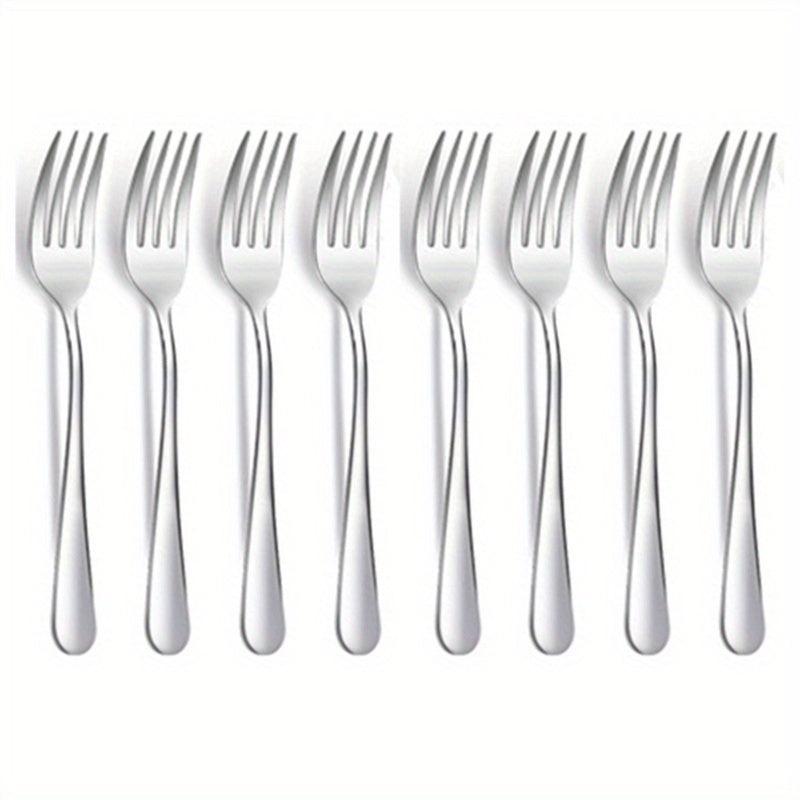 8pcs Serving Forks Set Stainless Steel Dinner Forks Durable Mirror Polishing