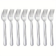 8pcs Serving Forks Set Stainless Steel Dinner Forks Durable Mirror Polishing