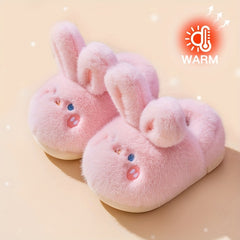 Rabbit Furry House Shoes For Girls Non Slip Soft Bottom Walking Shoes