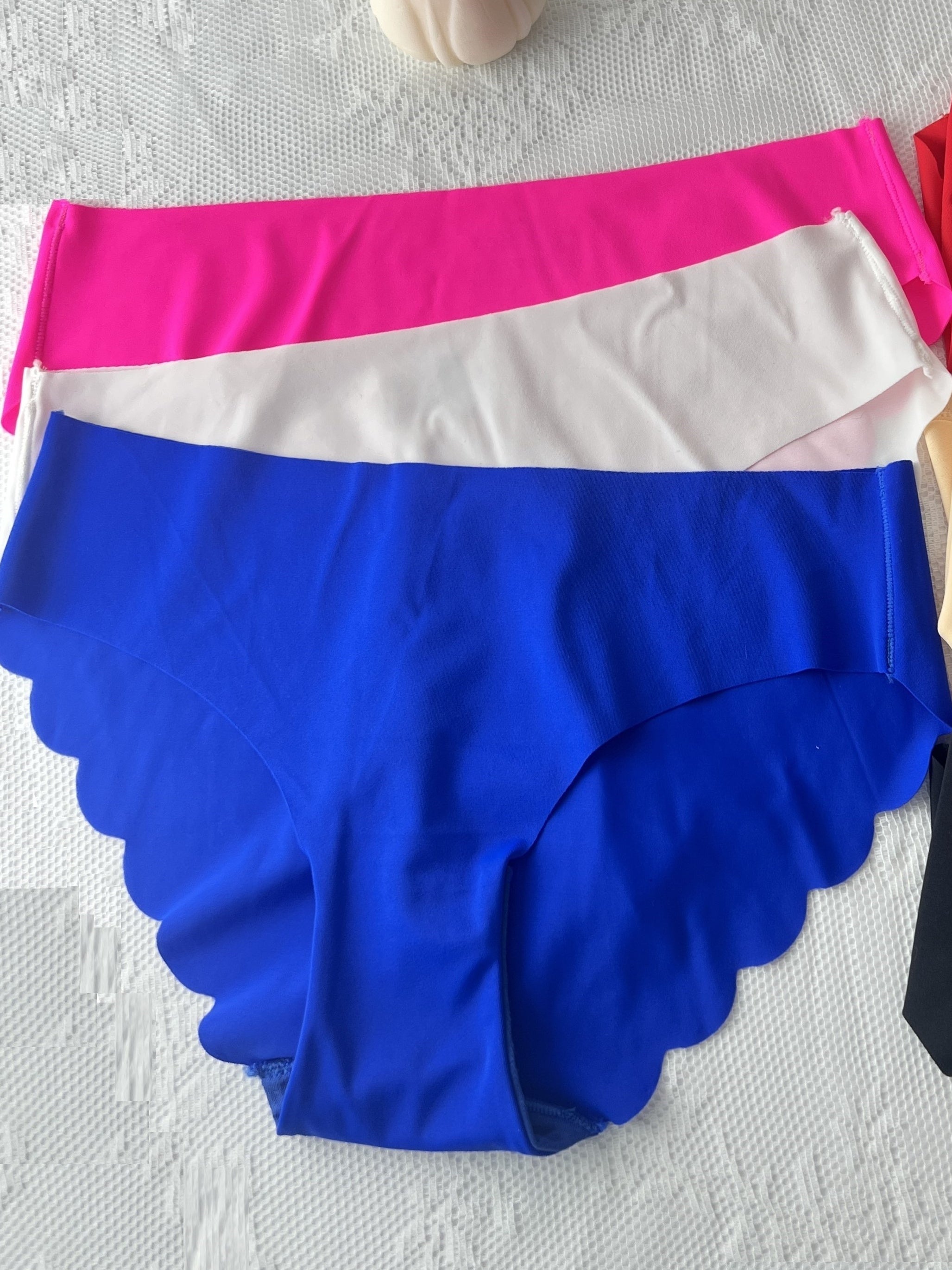 6 Pcs Women's Scallop Trim Bikini Panties Mid Low Waist Lingerie