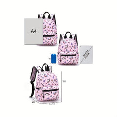Pink Cartoon Unicorn Kids Backpack - Lightweight with Adjustable Straps