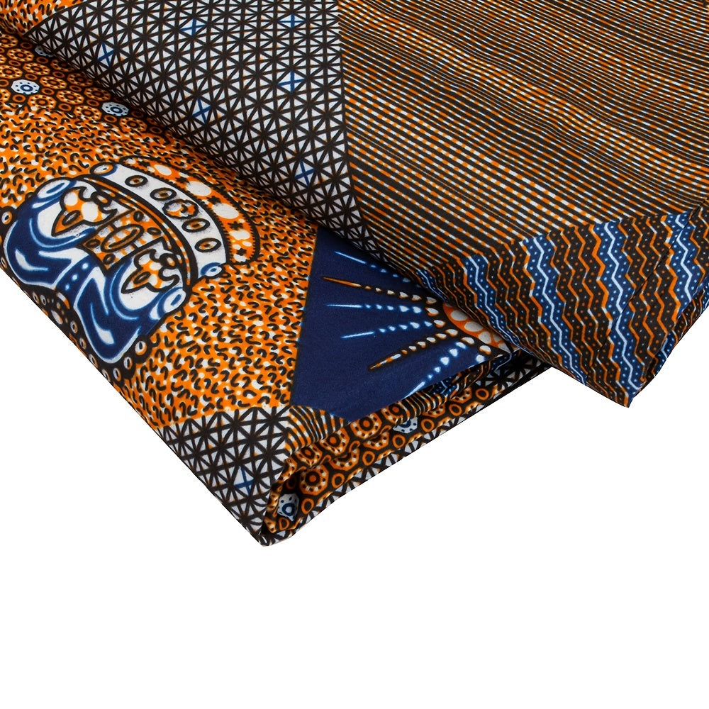 African Wax Dye Fabric Polyester Material Geometric Pattern 3 Yards 6 Yards