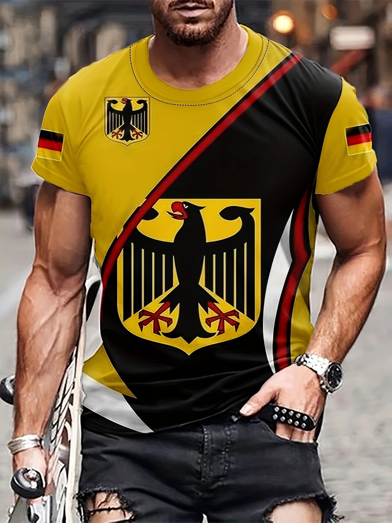 Eagle Pattern Print Men's Short Sleeve T-shirt