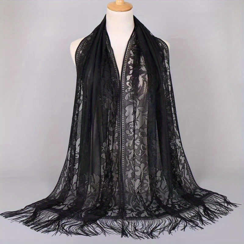 Floral Tassel Scarf Breathable Shawl for Women