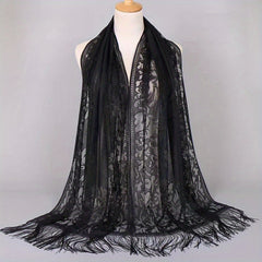 Floral Tassel Scarf Breathable Shawl for Women