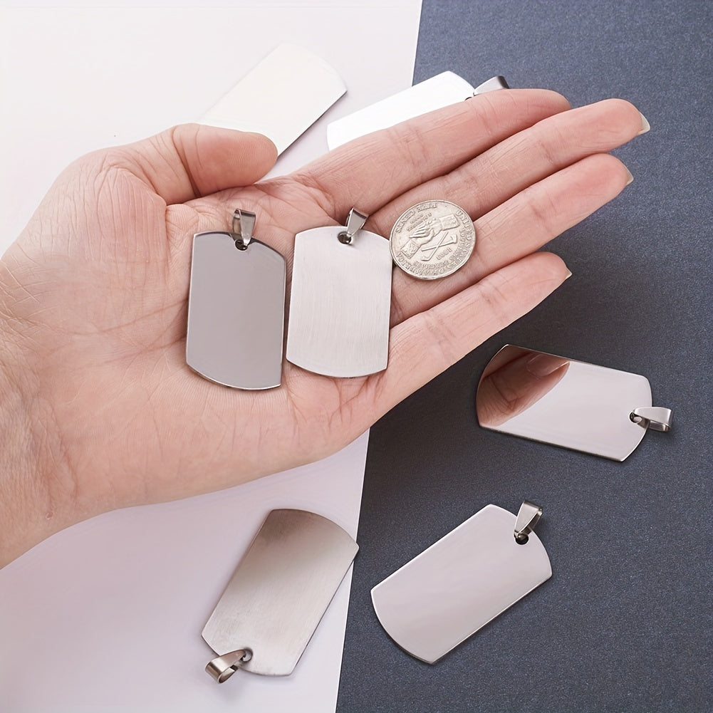 50pcs Stainless Steel Blank Tag Pendants Necklace Jewelry Making