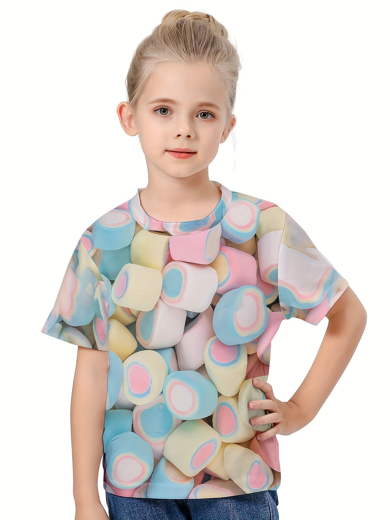 3D Candy Pattern Short Sleeve T-shirt for Summer Sports