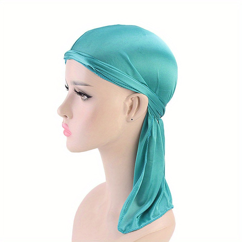 1pc Unisex Satin Durag Bandanas Turban Hat Silk Durag Biker Headwear